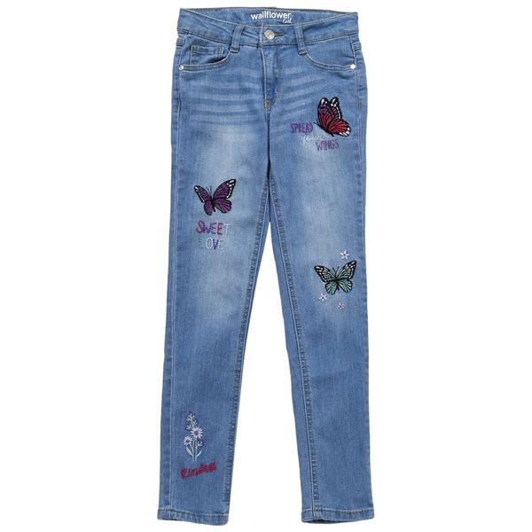 Girls &#40;7-16&#41; Wallflower Embroidered Skinny Rose Jeans - image 