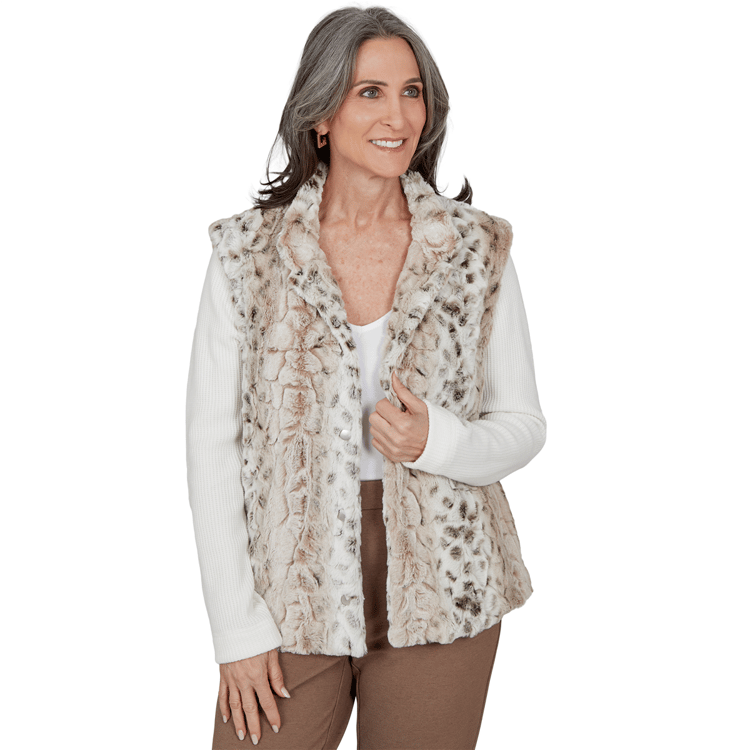 Petite Alfred Dunner Regent Street Faux Fur Vest Jacket