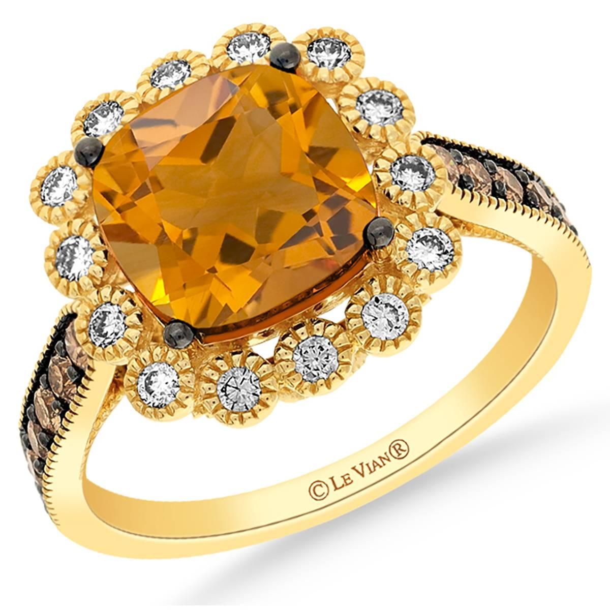 Le Vian(R) Citrine Ring w/ Chocolate & Vanilla Diamonds
