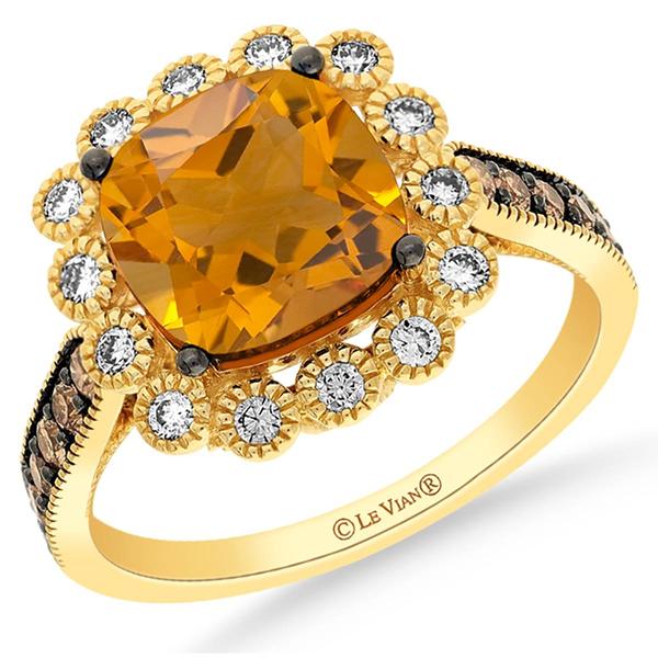 Le Vian(R) Citrine Ring w/ Chocolate & Vanilla Diamonds - image 