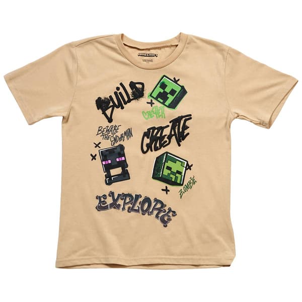 Boys (8-20) Minecraft Build Create Short Sleeve Tee - image 