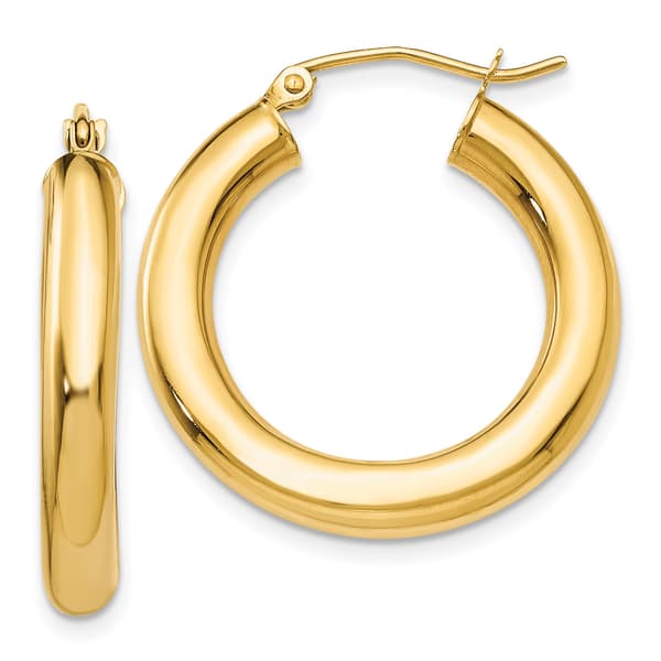 Gold Classics(tm) 14kt. Gold 4mm Thick Hoop Earrings - image 