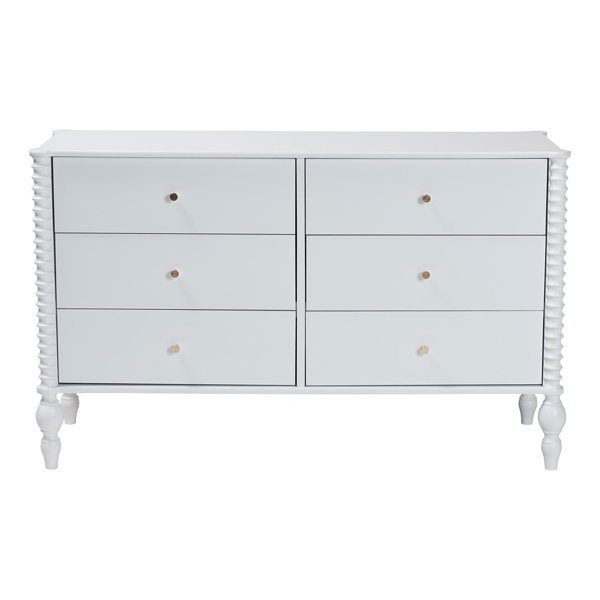 Baxton Studio Callison Spindle 6-Drawer Farmhouse Dresser