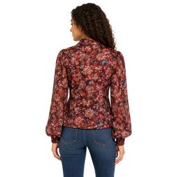 Juniors A. Byer Floral Ruffle Button Front Blouse