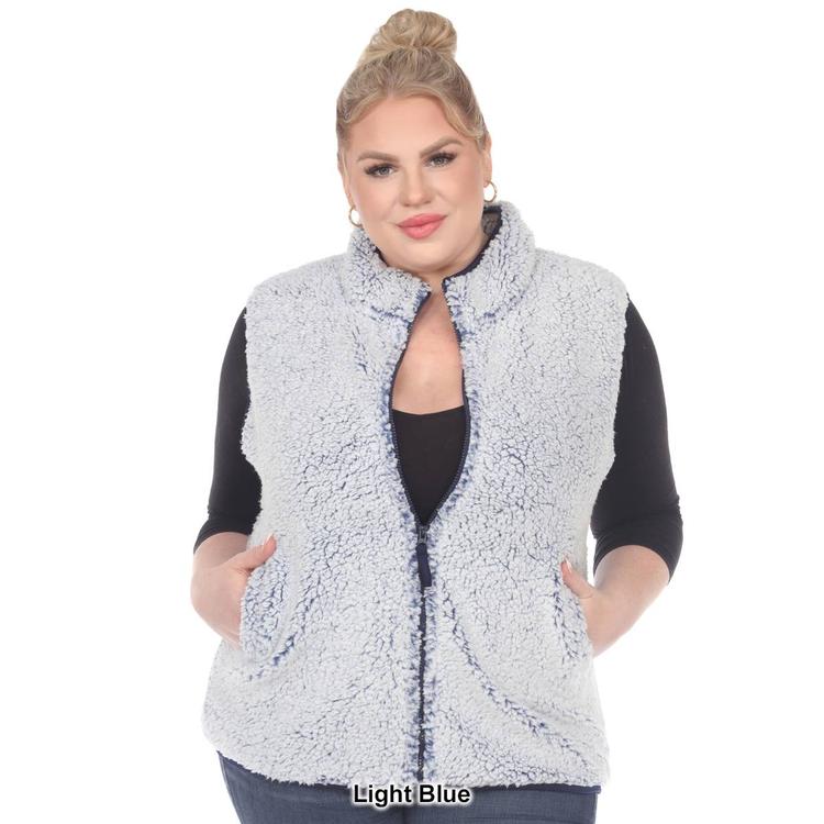 Plus Size White Mark Zip Up Sherpa Vest