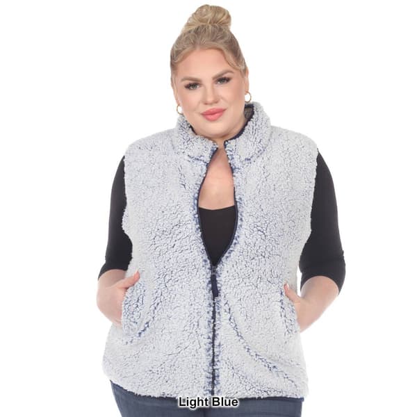 Plus Size White Mark Zip Up Sherpa Vest