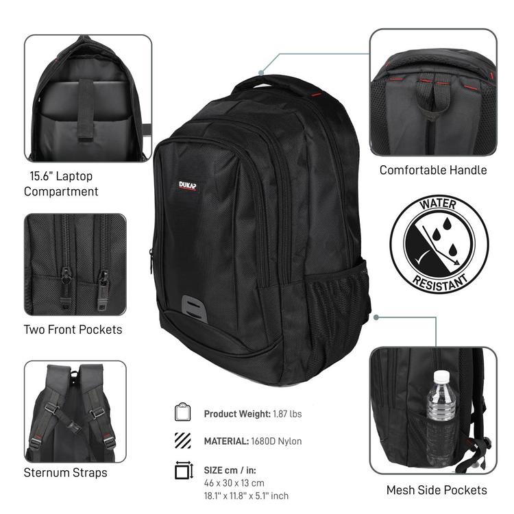 DUKAP Noric Executive Backpack w/ 15.6in. Laptop Pouch