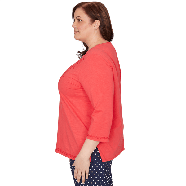 Plus Size Alfred Dunner Port Side 3/4 Sleeve Embroidery Blouse