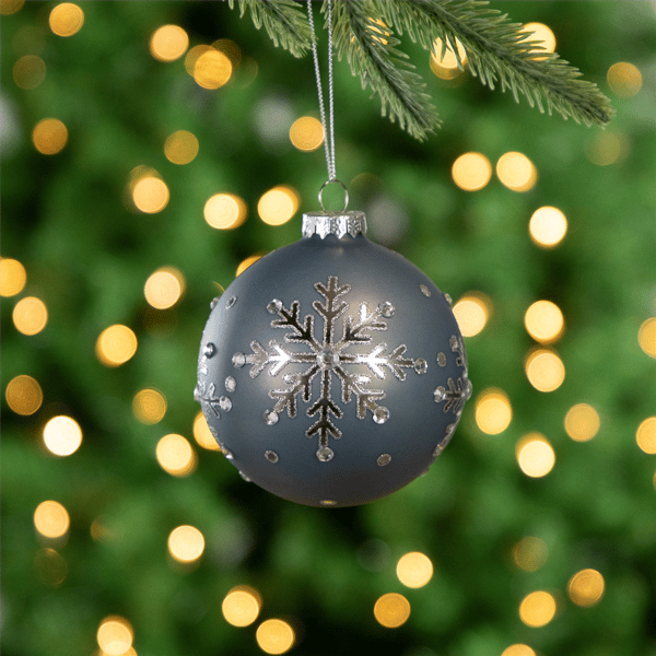 Northlight 2pk. Slate Blue Snowflakes Christmas Glass Ornaments