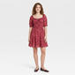 Juniors Jolt Puff Sleeve Ruch Waist A-Line Dress - image 1