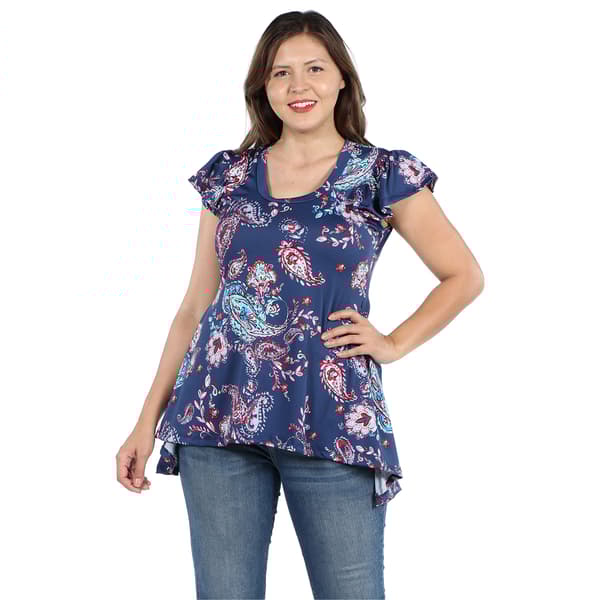 Plus Size 24/7 Comfort Apparel Hi Low Paisley Tunic Top