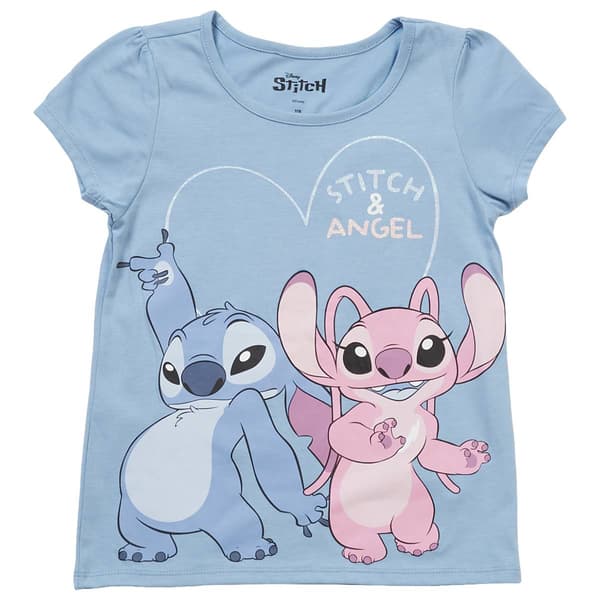 Girls (7-12) Disney Stitch & Angel Short Sleeve Graphic Tee - image 