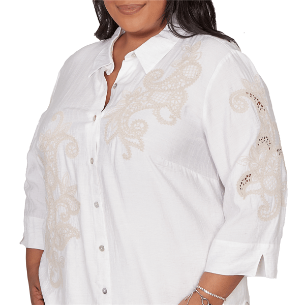 Plus Size Alfred Dunner Natural Wonder Paisley Casual Button Down