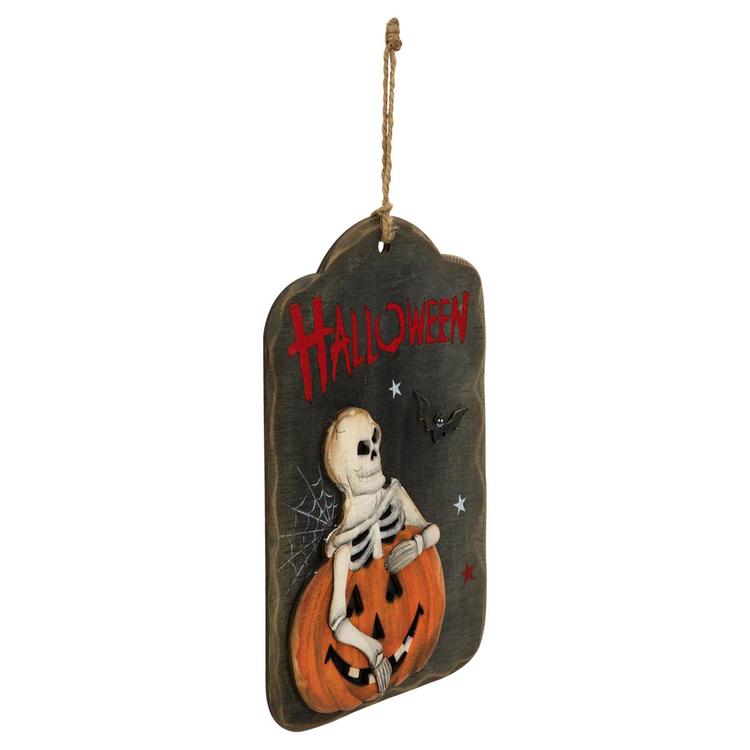 Northlight Seasonal 9.75in. Skeleton and Jack-O-Lantern Wall Sign