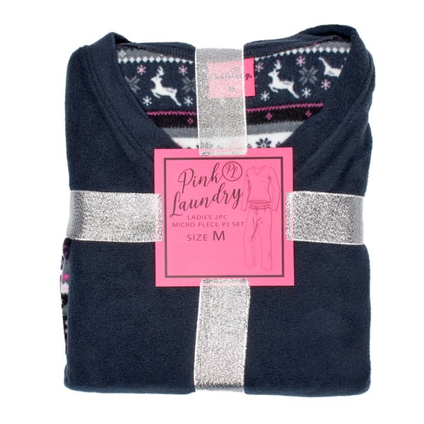 Womens Pink Laundry Folded Fairisle Microfleece Pajama Set