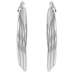 Ellen Tracy Sterling Silver Triple Tube Hoop Earrings