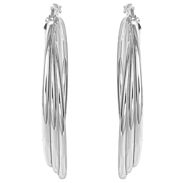 Ellen Tracy Sterling Silver Triple Tube Hoop Earrings