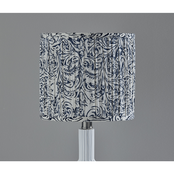 Adesso Ambrose Table Lamp with Pleated Navy/White Fabric Shade