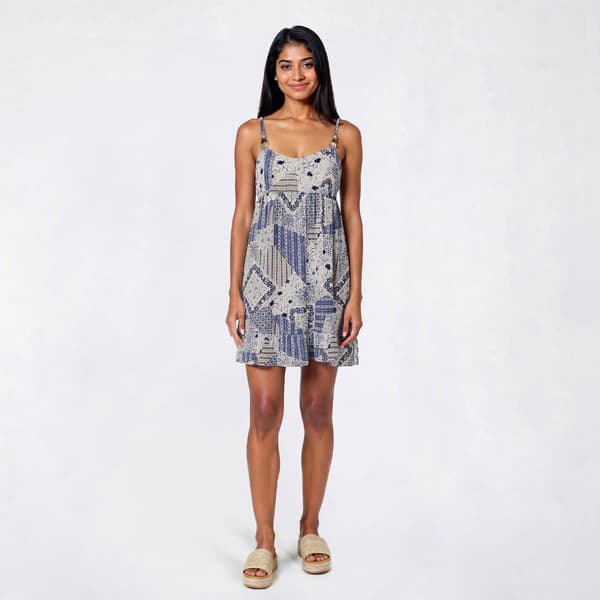 Juniors Derek Heart Bead Strap Babydoll Skater Dress - Blue - image 