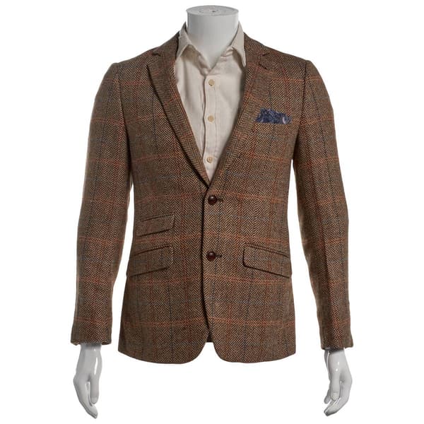 Mens Paisley & Gray Herringbone Notch Jacket - Brown/Orange