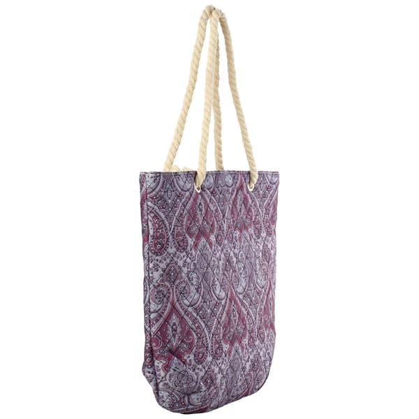 Renshun Quilted Tote - Grey/Purple