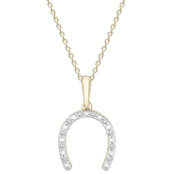 Diamond Classics(tm) Yellow Gold Plated & Diamond Horseshoe Pendant