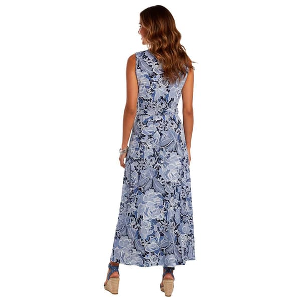 Womens Nina Leonard Sleeveless Floral Maxi Fit & Flare Dress