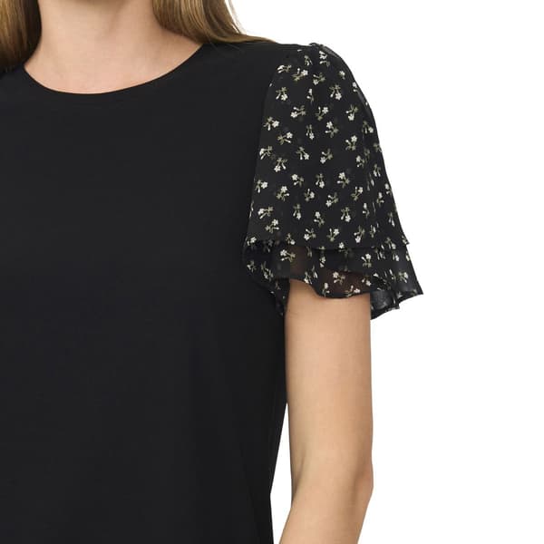 Womens Cece Short Daisy Floral Sleeve Blouse