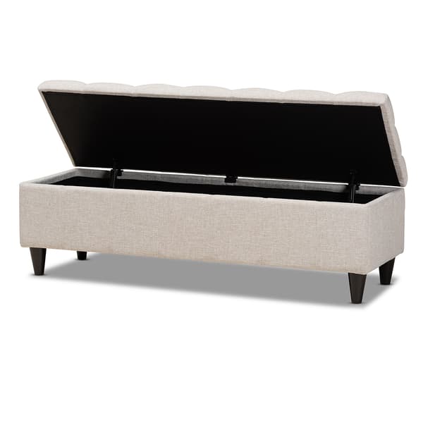 Baxton Brette Mid-Century Upholstered Storage Bench Ottoman