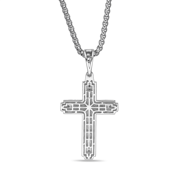 Mens Lynx 1ctw. Lab-Grown Diamond Cross Pendant Necklace