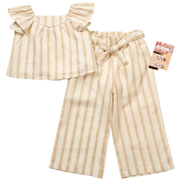 Girls &#40;4-6x&#41; BTween&#40;R&#41; Linen Top & Wide Leg Pants Set - image 