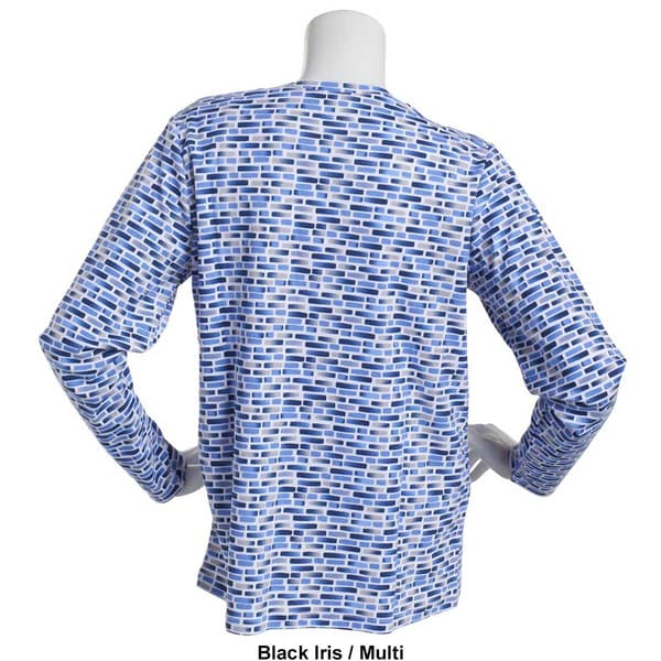 Petite Hasting &amp; Smith Long Sleeve Brick Print Henley Top