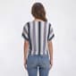 Womens Tru Self Dolman Sleeve Faux Button Tie Front Stripe Tee - image 2