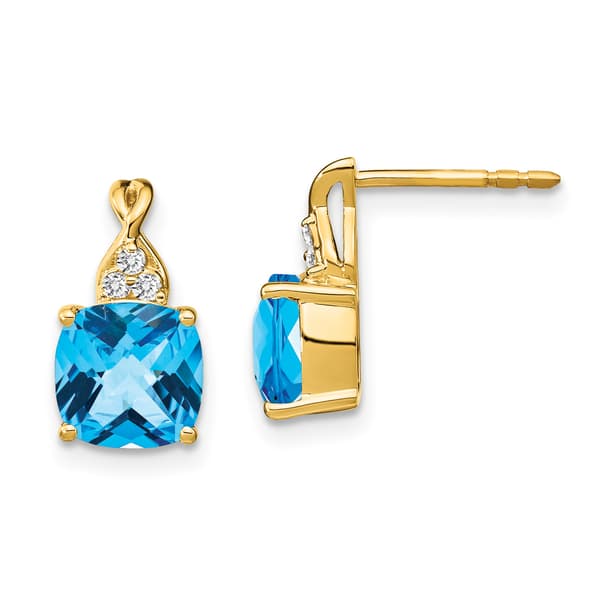 Gemstone Classics(tm) 14kt. Yellow Gold Topaz Diamond Stud Earrings - image 