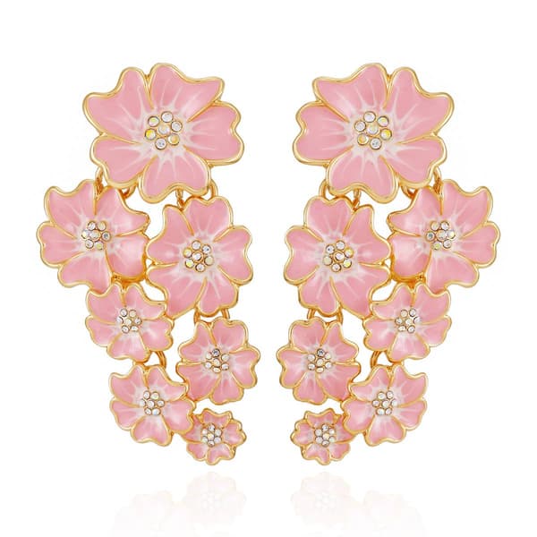 Guess Pink Cluster Clip On Statement Earrings