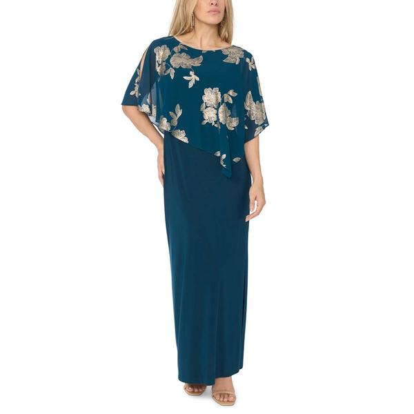 Petites MSK Foil Print Overlay Gown - image 