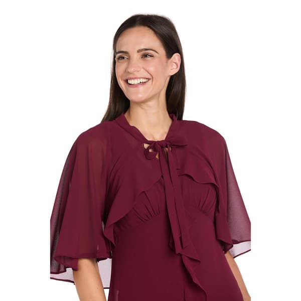 Womens R&M Richards Ruffled Evening Gown with Overlay