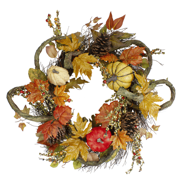 Northlight 24in. Pumpkin, Foliage, & Pinecone Fall Harvest Wreath