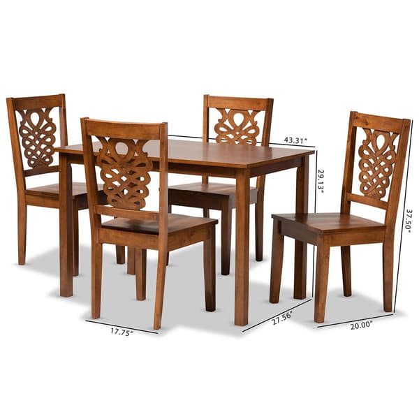 Baxton Studio Luisa Walnut Brown Finished Wood 5pc. Dining Set