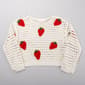 Girls &#40;7-16&#41; Poof Girl Long Sleeve Strawberry Crochet Sweater - image 2