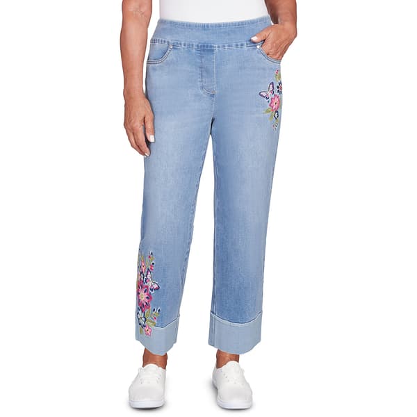 Petite Alfred Dunner In Full Bloom Butterfly Capri Pants - image 