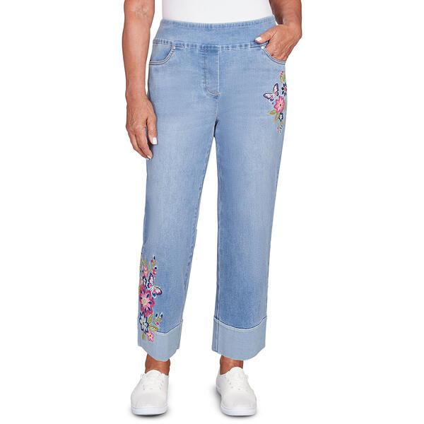 Plus Size Alfred Dunner In Full Bloom Butterfly Capri Pants - image 