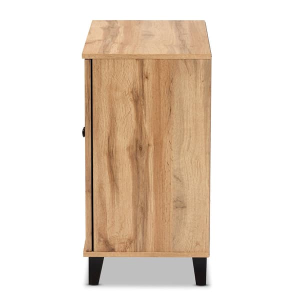 Baxton Studio Glidden Oak Brown Wood 2-Door Shoe Storage Cabinet
