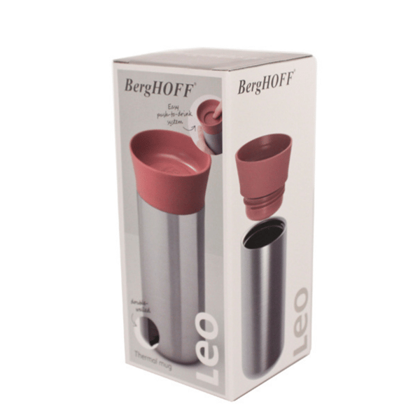 BergHOFF Leo 11.2oz. Stainless Steel Pink Thermal Mug
