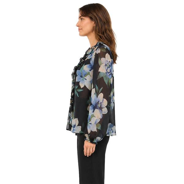 Womens Zac & Rachel Long Sleeve Ruffle Floral Blouse