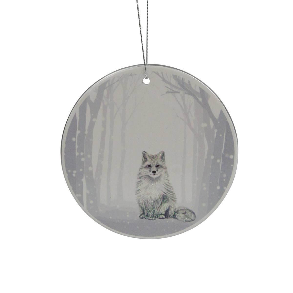 Northlight Seasonal 4in. Arctic Fox Disc Christmas Ornament