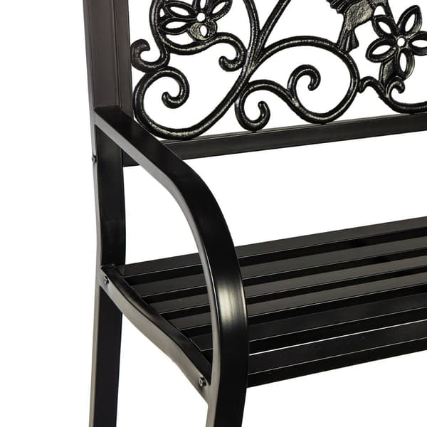 Evergreen Hummingbird Metal Garden Bench