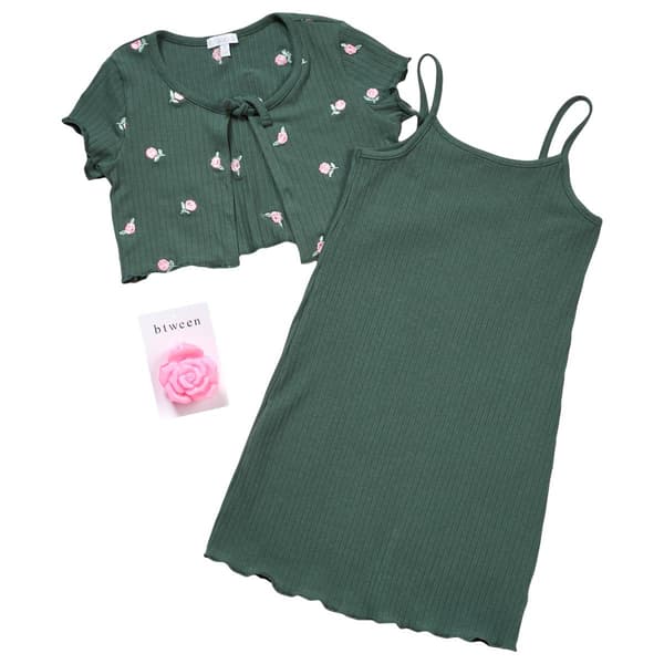 Girls (7-12) BTween(R) Flower Shrug w/ Tank Dress - image 