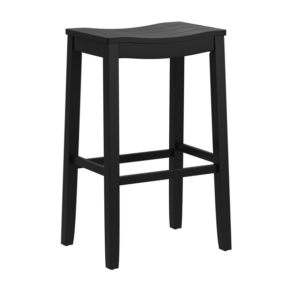 HH2 Home Fiddler Black Backless Bar Height Stool with Saddle Seat
