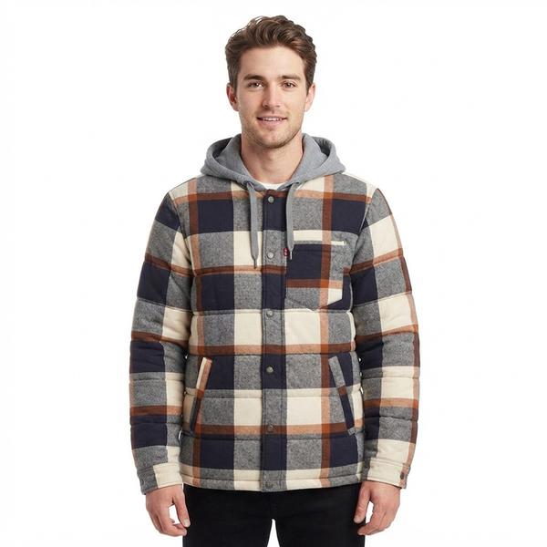 Mens Levi''s(R) Quilted Shirt Jacket with Hood - Brown Putty - image 